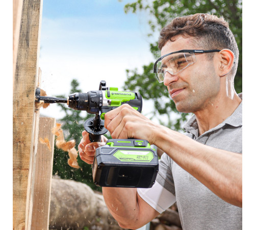 Дрель-шуруповерт аккумуляторная Greenworks 24V GD24DD90 (2хАКБ 4Ач и ЗУ) 90Нм коробка