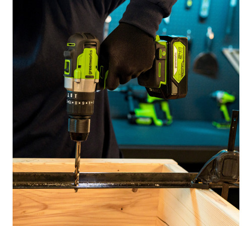 Дрель-шуруповерт ударная аккумуляторная 24V Greenworks GD24DD60 (1х2Ач, ЗУ, кор) 30/60Нм, б/щет