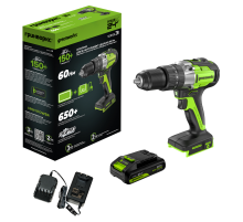 Дрель-шуруповерт ударная аккумуляторная 24V Greenworks GD24DD60 (1х4Ач, ЗУ, кор) 30/60Нм, б/щет