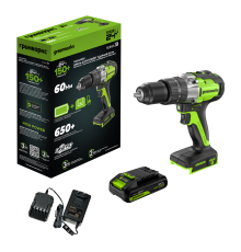Дрель-шуруповерт ударная аккумуляторная 24V Greenworks GD24DD60 (1х4Ач, ЗУ, кор) 30/60Нм, б/щет