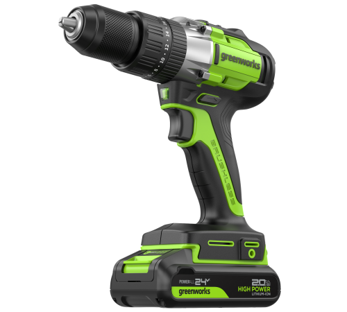 Дрель-шуруповерт ударная аккумуляторная 24V Greenworks GD24DD60 (2х2Ач, ЗУ, кор) 30/60Нм, б/щет