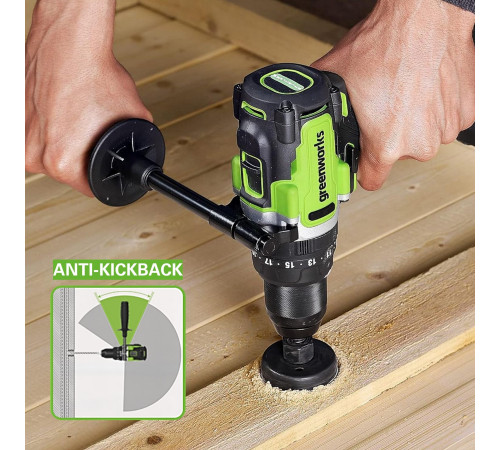 Дрель-шуруповерт ударная аккумуляторная Greenworks 24V GD24DD140 (1хАКБ 4Ач и ЗУ) 140Нм коробка