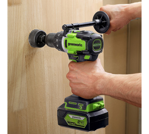 Дрель-шуруповерт ударная аккумуляторная Greenworks 24V GD24DD140 (2хАКБ4Ач и ЗУ) 140Нм коробка
