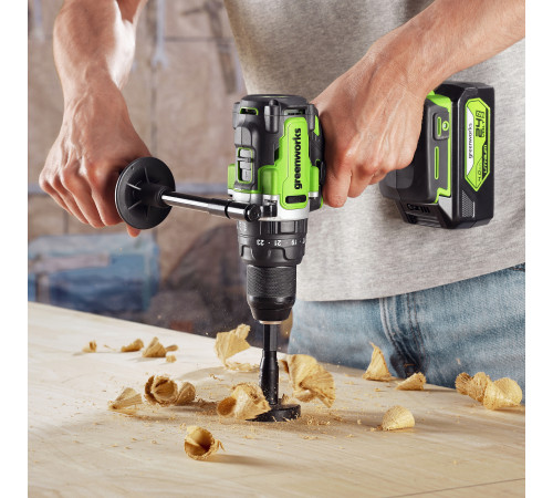 Дрель-шуруповерт ударная аккумуляторная Greenworks 24V GD24DD140 (2хАКБ4Ач и ЗУ) 140Нм коробка