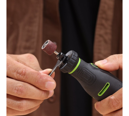 Гравер аккумуляторный Greenworks 24V G24RT (1АКБх2Ач и ЗУ) б/щет, 6500–35000 об/мин, оснастка 52 шт