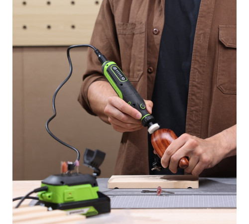 Гравер аккумуляторный Greenworks 24V G24RT (1АКБх2Ач и ЗУ) б/щет, 6500–35000 об/мин, оснастка 52 шт