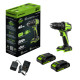Дрель-шуруповерт аккумуляторная Greenworks 24V DD345 (2АКБх2Ач и ЗУ) б/щет 27/45 Нм 13мм коробка