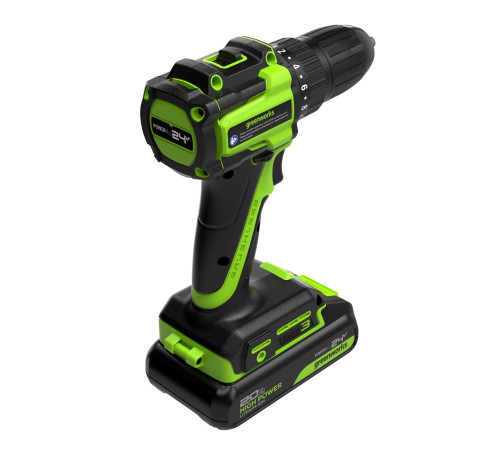 Дрель-шуруповерт аккумуляторная Greenworks 24V DD345 (2АКБх2Ач и ЗУ) б/щет 27/45 Нм 13мм коробка