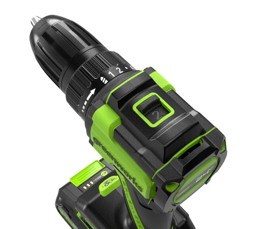 Дрель-шуруповерт аккумуляторная Greenworks 24V DD345 (2АКБх2Ач и ЗУ) б/щет 27/45 Нм 13мм коробка