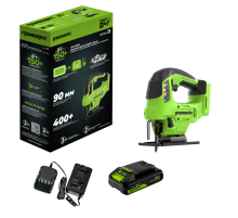 Лобзик аккумуляторный Greenworks 24V GD24JS90 безщеточный (1хАКБ4Ач и ЗУ) коробка