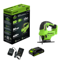 Лобзик аккумуляторный Greenworks 24V GD24JS90 безщеточный (1хАКБ4Ач и ЗУ) коробка