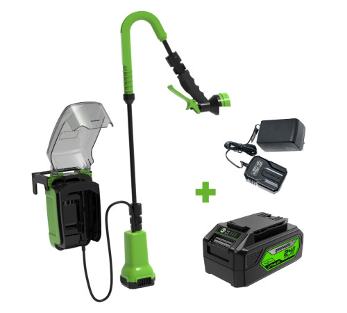 Насос аккумуляторный для полива из бочки Greenworks 24V G24SWP (1х4Ач, ЗУ)