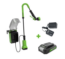 Насос аккумуляторный для полива из бочки Greenworks 24V G24SWP (1хАКБ 2Ач, ЗУ)