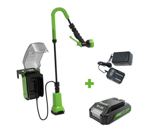Насос аккумуляторный для полива из бочки Greenworks 24V G24SWP (1хАКБ 2Ач, ЗУ)