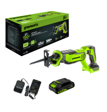 Пила сабельная аккумуляторная Greenworks GPT-BLRS-1 24V б/щет (1АКБх2Ач и ЗУ) коробка