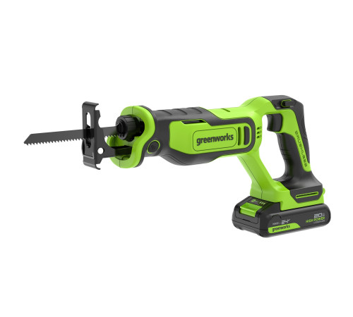 Пила сабельная аккумуляторная Greenworks GPT-BLRS-1 24V б/щет (1АКБх2Ач и ЗУ) коробка