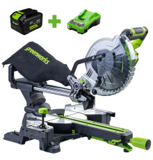 Пила торцовочная Greenworks GD24MS216 24V бесщеточная с протяжкой (1хАКБ 2Ач и ЗУ)