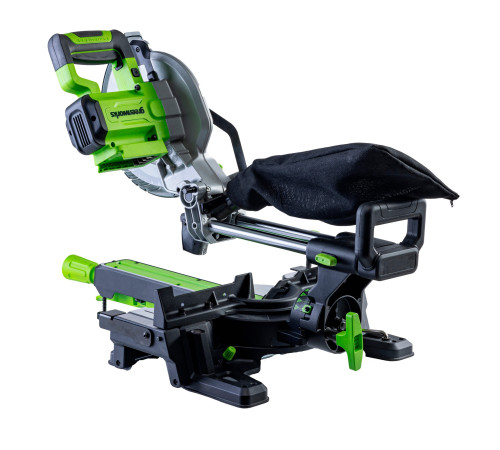 Пила торцовочная Greenworks GD24MS216 24V бесщеточная с протяжкой (1хАКБ 2Ач и ЗУ)