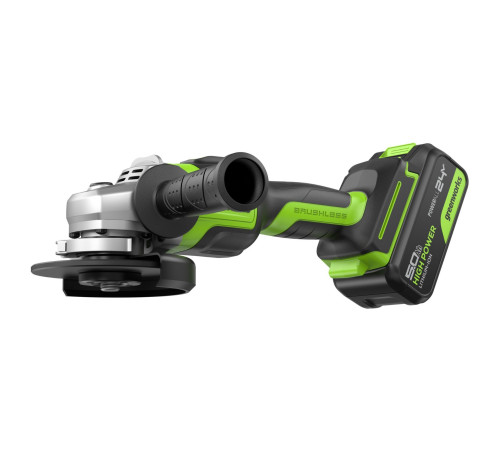 Угловая шлифовальная машина аккумуляторная Greenworks 24VGD24AG (1АКБx5Ач и ЗУ) б/щет 125 мм 10500 о