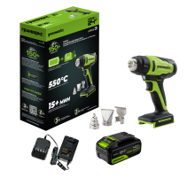 Фен строительный аккумуляторный Greenworks G24HG 24V (1хАКБ 4Ач и ЗУ) коробка