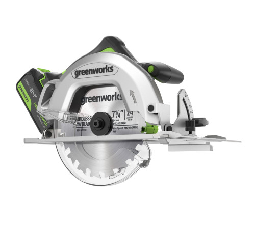 Циркулярная пила аккумуляторная Greenworks 24V GD24CS (1хАКБ 4Ач и ЗУ) коробка
