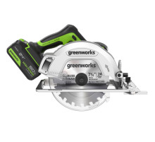 Циркулярная пила аккумуляторная Greenworks 24V GD24CS (1хАКБ 5Ач и ЗУ) коробка