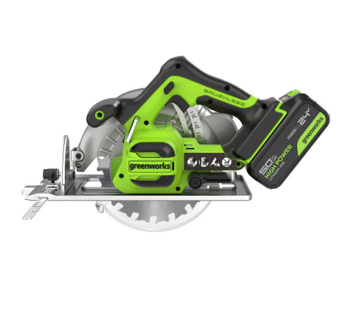Циркулярная пила аккумуляторная Greenworks 24V GD24CS (1хАКБ 5Ач и ЗУ) коробка