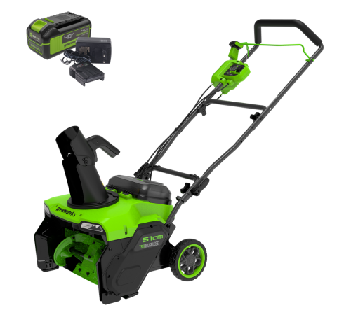 Снегоуборщик аккумуляторный Greenworks 40V GD40STX2 б/щет (1хАКБ 4ч и ЗУ) 51см