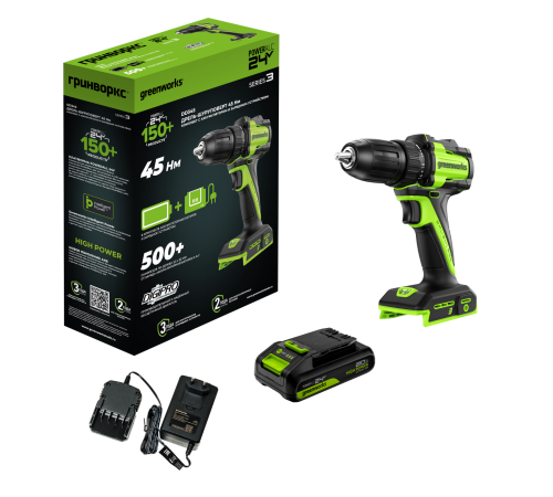 Дрель-шуруповерт Greenworks DD345 3708307CUA (с 1-им АКБ)