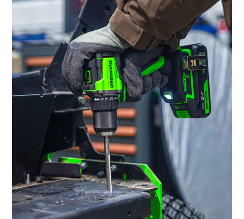 Дрель-шуруповерт аккумуляторная Greenworks 24V DD560 (1хАКБ 2Ач и ЗУ)б/щет 30/60Нм 13мм Anti-kickbac