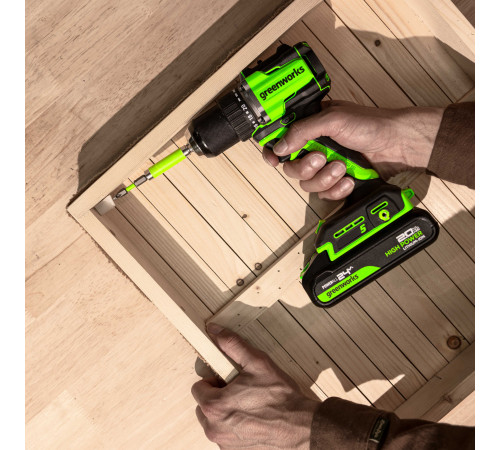 Дрель-шуруповерт аккумуляторная Greenworks 24V DD560 (1хАКБ 4Ач и ЗУ)б/щет 30/60Нм 13мм Anti-kickbac