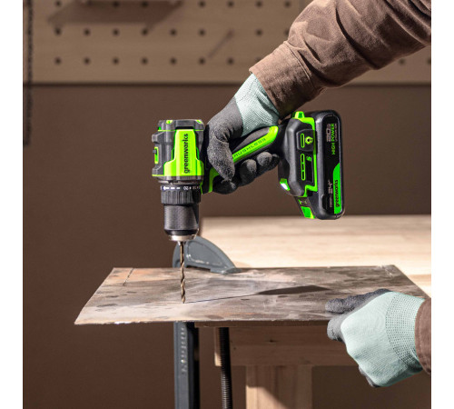 Дрель-шуруповерт аккумуляторная Greenworks 24V DD560 (1хАКБ 4Ач и ЗУ)б/щет 30/60Нм 13мм Anti-kickbac