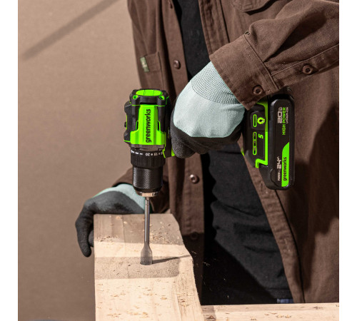 Дрель-шуруповерт аккумуляторная Greenworks 24V DD560 (1хАКБ 4Ач и ЗУ)б/щет 30/60Нм 13мм Anti-kickbac