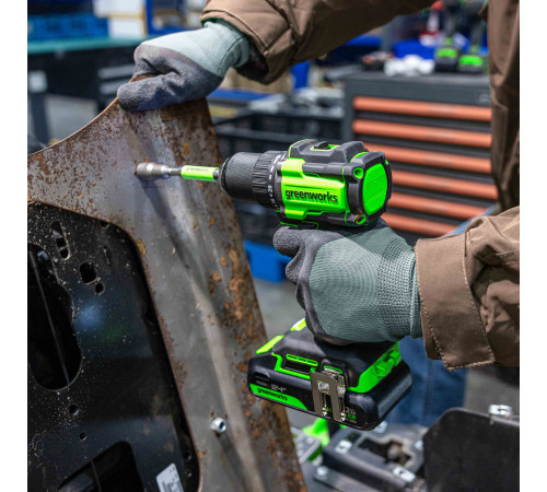 Дрель-шуруповерт аккумуляторная Greenworks 24V DD560 (1хАКБ 4Ач и ЗУ)б/щет 30/60Нм 13мм Anti-kickbac