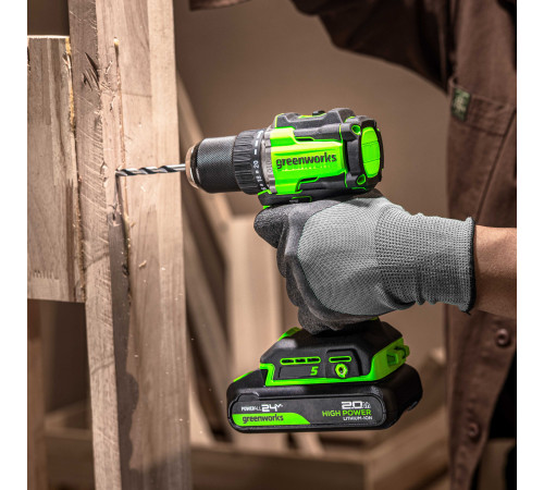 Дрель-шуруповерт аккумуляторная Greenworks 24V DD560 (без АКБ и ЗУ) б/щет 30/60 Нм 13мм Anti-kickbac
