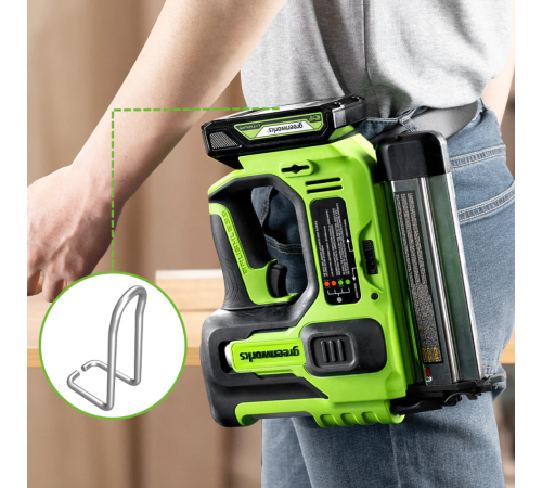 Нейлер аккумуляторный Greenworks 24V GD24BN (1хАКБ 2Ач и ЗУ) коробка