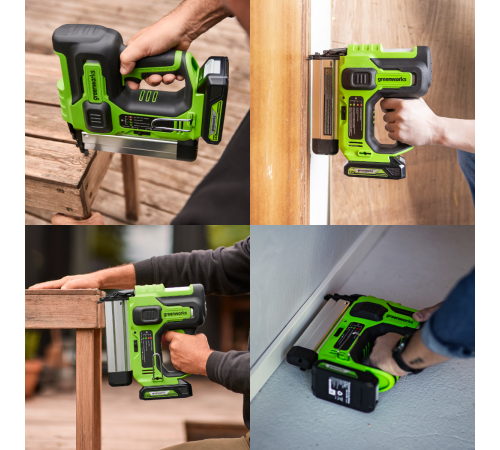 Нейлер аккумуляторный Greenworks 24V GD24BN (1хАКБ 2Ач и ЗУ) коробка