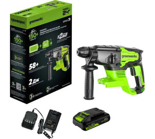 Перфоратор Greenworks GD24SDS2 3803007CUA (с 1-им АКБ)