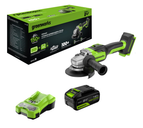 Угловая шлифмашина Greenworks GD24AG 3200207CUB (с 1-м АКБ)