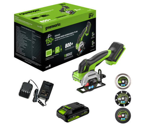 Угловая шлифмашина Greenworks GD24UCS 3402007CUA (с 1-им АКБ)