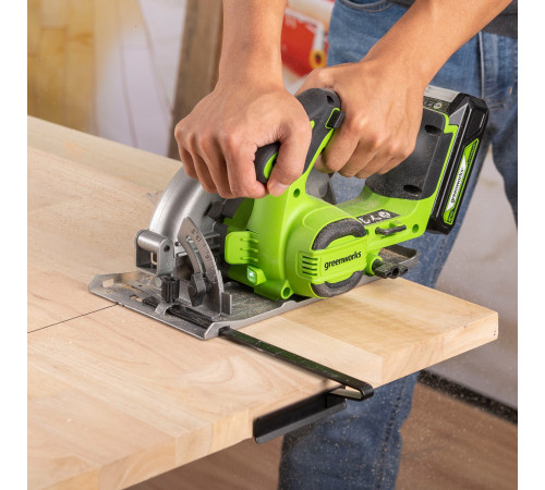 Циркулярная пила аккумуляторная Greenworks 24V GD24CS165 (1хАКБ 4Ач, ЗУ) б/щет, кор.