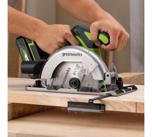 Циркулярная пила аккумуляторная Greenworks 24V GD24CS165 (1хАКБ 4Ач, ЗУ) б/щет, кор.