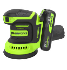 Эксцентриковая шлифовальная машина аккумуляторная Greenworks 24V OS325 (1хАКБ 2Ач и ЗУ), коробка