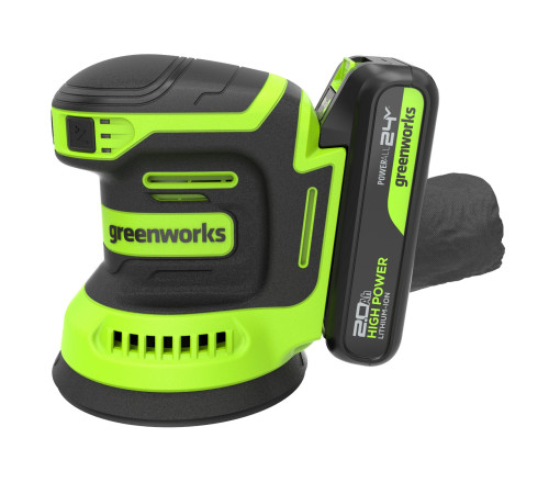 Эксцентриковая шлифовальная машина аккумуляторная Greenworks 24V OS325 (1хАКБ 2Ач и ЗУ), коробка