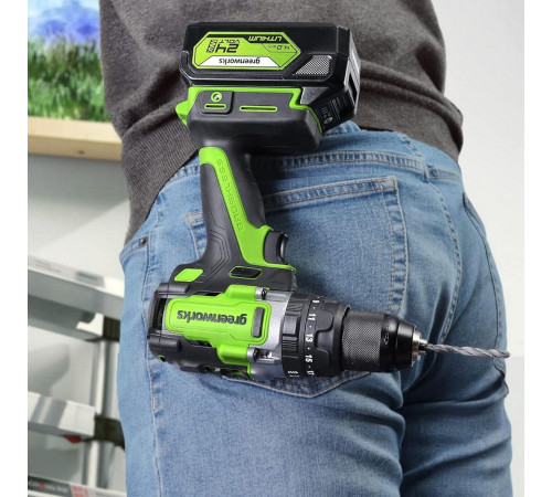 Дрель-шуруповерт аккумуляторная Greenworks 24V GD24DD90 (1хАКБ 5Ач и ЗУ) 90Нм коробка