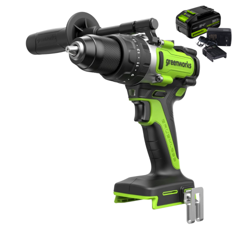 Дрель-шуруповерт ударная аккумуляторная Greenworks 24V GD24DD140 (1хАКБ 5Ач и ЗУ) 140Нм коробка