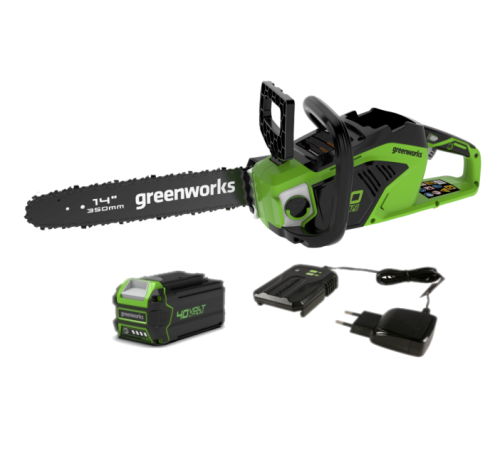 Цепная пила аккумуляторная Greenworks 40V GD40CS15 (1х АКБ 2Ач и ЗУ) б/щ 35см 1,5 кВт